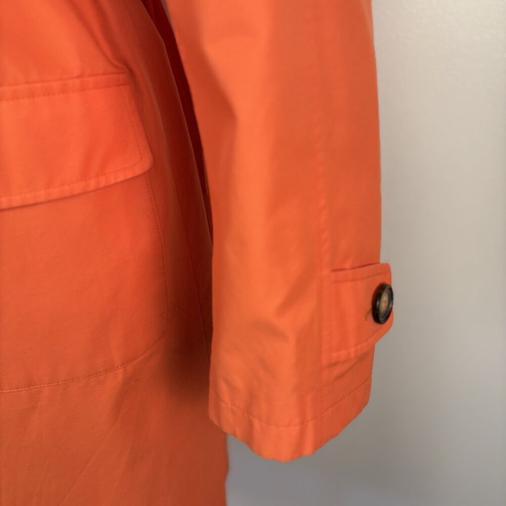 VTG Talbots Orange Trench Coat Jacket Rain Coat Womens Size 10P Lined Belt - Picture 7 of 13